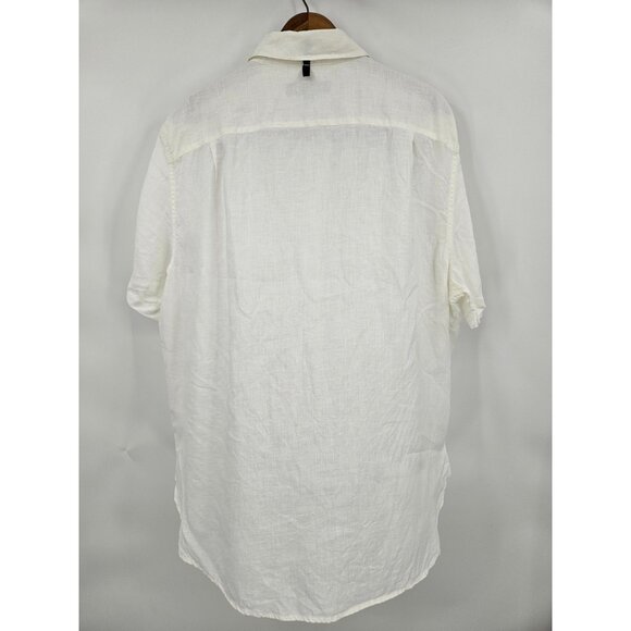 Rag & Bone White Linen Shirt Mens XL Button Front Short Sleeve - Picture 3 of 5